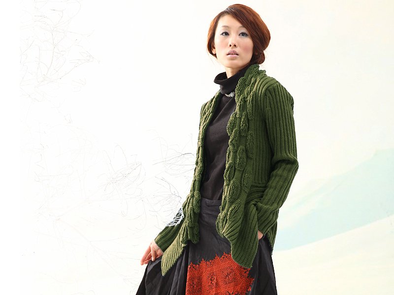 【茵曼女装韩版粗<em>织</em>厚优雅<em>长款</em>毛衣<em>开衫</em> 秋冬