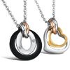 Love New Fashion Jewelry Титан Нержавеющие овальные кольца Серьги Подвеска Ожерелье с цепочкой Личность Пары Любители Ключ с подар
