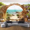 Пользовательские обои настенные обои Сад Каменные арки Sea View 3D Фото обои для гостиной Диван Спальня Backdrop Большие фрески