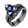 CZ Diamond Rings Blue Crystal love Сердце кубический Zirconia Crown Обручальное кольцо Наборы Черное золото Позолоченные ювелирные изделия DD015
