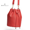 BAFELLI split leather bucket high quality bottom rivet shoulder bag hasp & string crossbody bags red bolsos mujer women bag go meetting genuine leather women s handbags high quality cowhide women shoulder bags cow leather wings crossbody messenger bag
