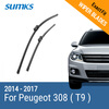 SUMKS Wiper Blades for Peugeot 308 ( T9 ) 24&18 Fit Push Button Arms 2014 2015 2016 2017 sumks wiper blades for peugeot 301 24