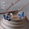 Luo Linglong s925 sterling silver blue butterfly earrings earrings anti-allergy simple temperament personality fresh retro handmad цена Luo Linglong s925 sterling silver blue butterfly earrings earrings anti-allergy simple temperament personality fresh retro handmad цены онлайн