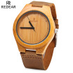 REDEAR SJ 1448 - 3 Relojes De Cuarzo Para Hombres Reloj De Madera Con Banda De Cuero Reloj De Pulsera