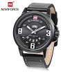 Naviforce 9086 Male Quartz Watch Luminous Date Day Display 3atm Leather Band Wristwatch