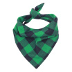 Pet Dog Cotton Scarf Green Plaid Dogs Gats Accesorios De Aseo Collar De Vendaje Triangular Para Mascotas Pequeñas Medianas Y Grandes