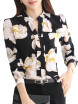 Blusa De Mujer Estampado Floral Manga Larga O Cuello Superior