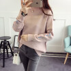 2018 autumn&winter new Korean womens embroidery leggings knitted sweater semi-turtleneck short sweater