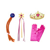 4PcsSet Princess Accessories Crown Wig Gloves Magic Wand Cosplay Toy Set for Kids Dress Party Girl Gifts