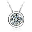 Round Cubic Zirconia Pendant Necklaces For Women Wedding Fashion Jewelry CZ Rhinestone Accessories Silver Color A33