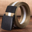 Canvas Belt for Men Outdoor Leisure Nylon Plastic Button Canvas Belt Knitted Trousers Belt