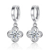 Cubic Zirconia Small Hoop Earrings For Women Flower Pendant Earrings Anniversary Fashion Jewelry Brithday Gift E166