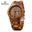 Bewell ZS - W086B Wood Men Watch Reloj Analógico De Cuarzo Con Visualización De La Fecha