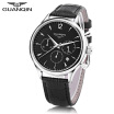 GUANQIN GS19023 Hombres Reloj De Cuarzo Decorativo Sub-dial Fecha Reloj De Pulsera De Cuero Genuino 3ATM