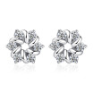 Clear Cubic Zirconia Stud Earrings For Women Korea Trendy Jewelry Flower High Quality Accessories WHE194