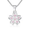 Flower Pendant Necklaces For Women Pink Cubic Zirconia Box Chain Necklace Fashion Jewelry Accessories Gift 278