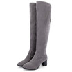 IDIFU Womens Trendy Faux Suede Almond Toe Block Medium Heel Back Zipper Over the Knee High Boots