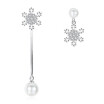 Artificial Pearl Asymmetrical Earrings Fashion Jewelry Cubic Zirconia Tassel Accessories Female Ladies Gift WHE152