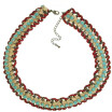 ETONG Fashion necklace with turquoise acrylic stone with red lether&white cotton