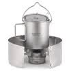 Juego de utensilios de cocina para acampar al aire libre 5pcs 750ml Olla de alcohol Estante de soporte cruzado con Spork plegable y parabrisas