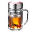 Fuguang FGA Zhuolang Men&women Business Double Glass Cup with Handle Office Tea Cup with Filter Large Capacity Water Cup 340ML Red FB1037-340B