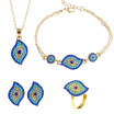 Devil Eye Personality Circular Female Necklace Earrings Ring Bracelet Jewelry Set For Women