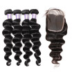 Brazilian Remy Human Hair Weave Deep Loose Hair 4pcs Bundles with Closure Virgin Cheap Extensions