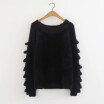 New autumn&winter 2018 pure&fresh color round neck pullover sweater with loose shoulder sleeve knitted sweater