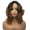 StrongBeauty Medium Curly Wavy Auburn Blend Wigs for Black Women Synthetic Wig Natural Looking