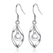 White Simulated Pearl Dangle Drop Earrings Jewelry Womens Fashion Accessories Valentines Day Gift WHJ116