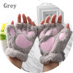 1Pair Women Girls Lovely Winter Warm Fingerless Gloves Fluffy Bear Cat Plush Paw Claw Half Finger Gloves Mitten New