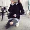 2018 autumn&winter new loose large size sweater cardigan jacket in the long Korean version plus bat sleeve sweater