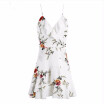 A-line ruffles floral print summer dress women Deep v neck backless bandage sexy dress Casual party short dress