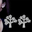 Women Accessories Fashion Jewelry Stud Earrings Silver Color Cubic Zirconia Brithday Gift J16