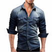 Fashion Men Wash Denim Jeans Shirt Long Sleeves Autumn Shirt Casual Top