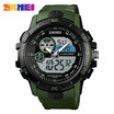 SKMEI Mens Waterproof Sport Army Alarm Date Analog Digital Black Wrist Watch