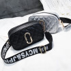 NovelTeez Small bag female new simple embroidery line Lingge small square bag fashion single shoulder wide shoulder strap Messenge