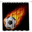 Flying Fire Football Polyester Shower Curtain Bathroom Curtain High Definition 3D Printing Water-Proof