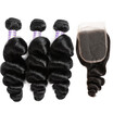 Brazilian Remy Human Hair Weave Loose Wave Hair 3pcs Bundles with Closure Virgin Cheap Extensions