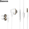 Baseus 35mm Wired Earphone With Mic Double Dynamic In-ear Earbuds Earphones With Microphone For Samsung XiaoMi iphone 6 6S