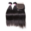 UNice Hair Icenu Remy Hair Series Brazilian Straight 4 Bundles With Closure Free Part 100 Human Hair Bundles With Closure