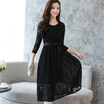 2018 Autumn Lace Dress Womens Bow Party Casual Slim O-neck Sexy Hollow Out Runway A-Line Vintage Dresses