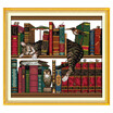 41 38cm DIY Handmade Needlework Counted Cross Stitch Set Embroidery Kit 14CT Cat on Bookshelf Pattern Cross-Stitching Cross Stit