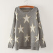 Womens western autumn&winter round neck Korean version of sweater bright silk star patterns under a fork cover sweater