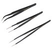 SANTO 3 piece stainless steel tweezers set elbow tweezers thin wide head tweezers super fine tweezers 1387