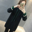 Medium&long loose hooded knitted winter 2018 womens wear new woollen sweater Korean version of the pure color sweater coat