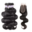 Ishow 8A Body Human Hair Weave 3 Bundles with 24 Lace Closure Brazilian Hair Bundles with Closure