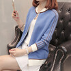 Fall 2018 new Korean womens round neck long sleeve knitted sweater cardigan short style student jacket sweater