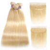 Brazilian Hair Straight 613 Blonde Human Hair 3 Bundles Deal with Lace Frontal Honey Blonde Hair