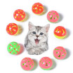 10 Pc  Set Small Pet 4cm Stars Interactive Bell Plastic Juguetes Originales Para Cat Ball Con Bell Ring Jugar Chew Rattle Scratch Ball